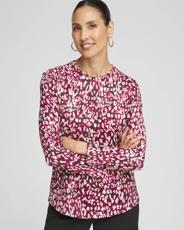 Zenergy UPF Leopard Print Long Sleeve Sun Tee
